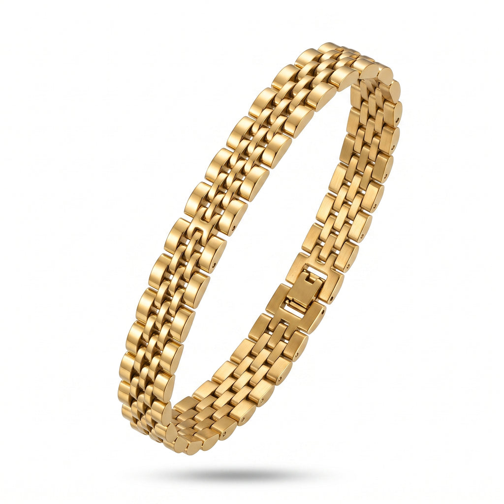 Şık ve Dayanıklı 316L Çelik Gold Erkek Bileklik 7mm