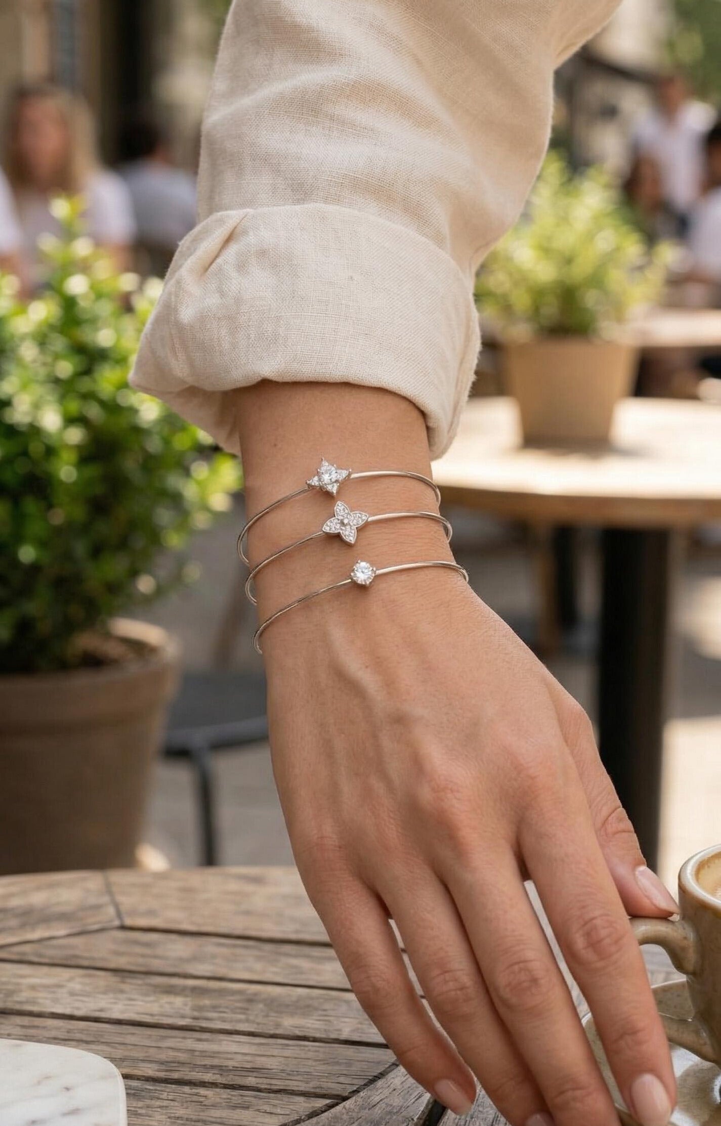 Clover 3'lü Yonca Kadın Bileklik Kombini - Gümüş Rengi | Zirkon Taşı