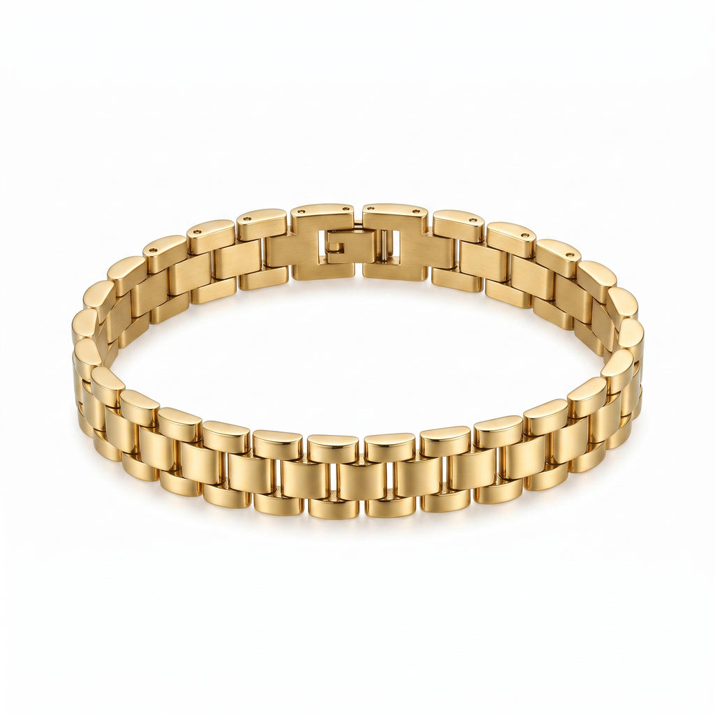 Erkekler İçin 316L Çelik Gold Renk Bileklik - 7mm Kalınlık