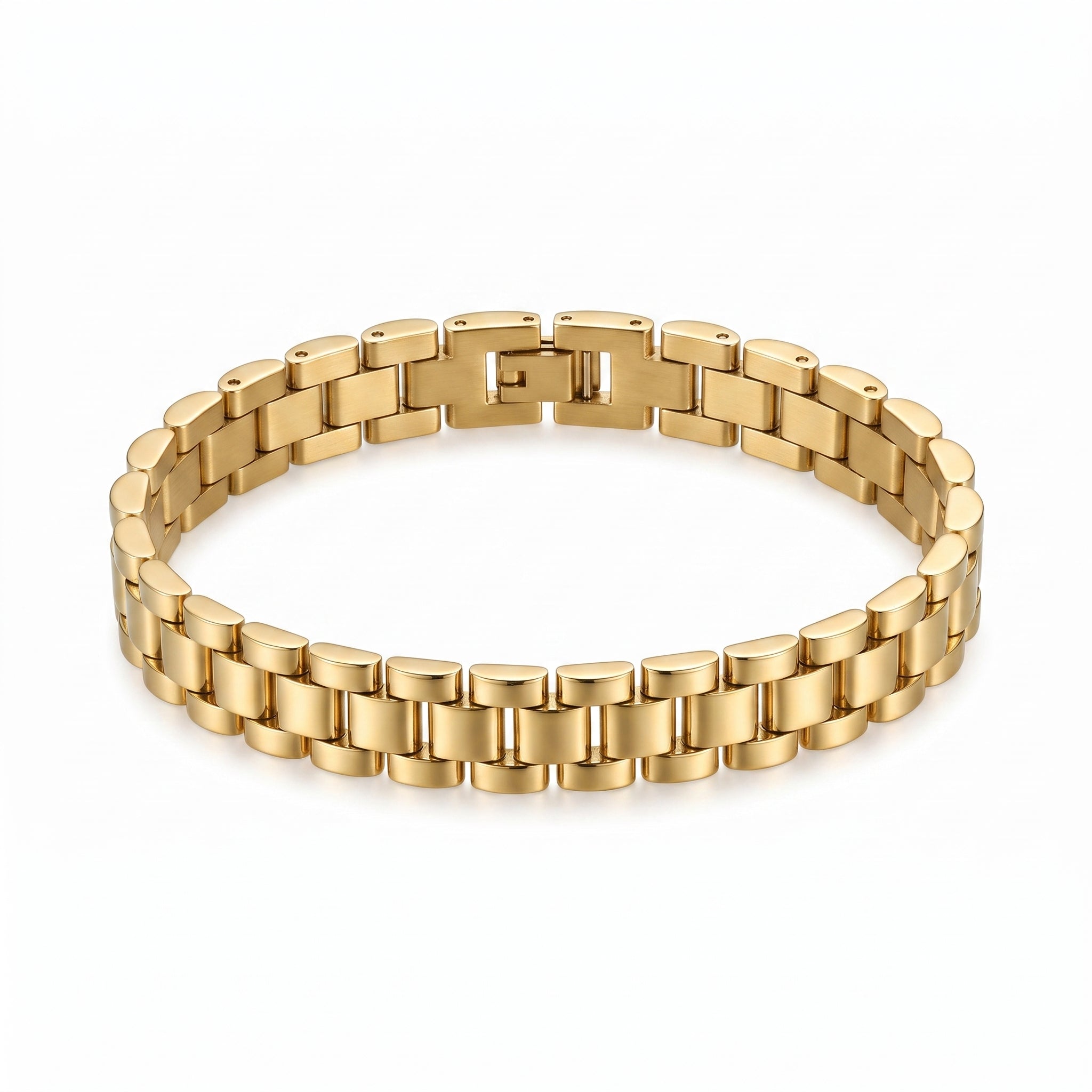 Erkekler İçin 316L Çelik Gold Renk Bileklik - 7mm Kalınlık