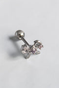 VORA HOUSE gümüş rengi zirkon taşlı kurdele figürlü 316L paslanmaz çelik tragus piercing