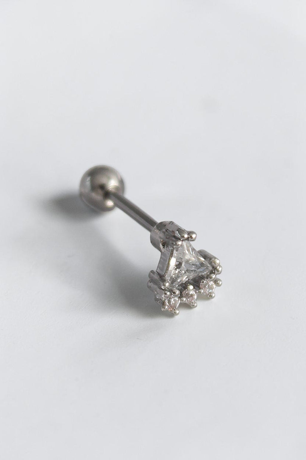 VORA HOUSE gümüş rengi paslanmaz çelik üçgen zirkon taşlı tragus piercing