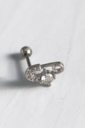VORA HOUSE gümüş rengi zirkon taşlı toplu iğne figürlü paslanmaz çelik tragus piercing