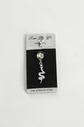 VORA HOUSE 316L surgical steel belly button piercing featuring a dangling snake pendant with sparkling zircon stones.