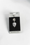 VORA HOUSE 316L surgical steel belly button ring featuring a dangling marquise-cut zircon stone wheat leaf design.